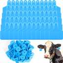 Lothee 100 Pcs Blank Cattle Ear Tags Large Plastic Precision Animal Identification Blank Livestock Ear Tags for Cattle Cow Horse Dog Pig Goat Sheep Farm Management (Blue)