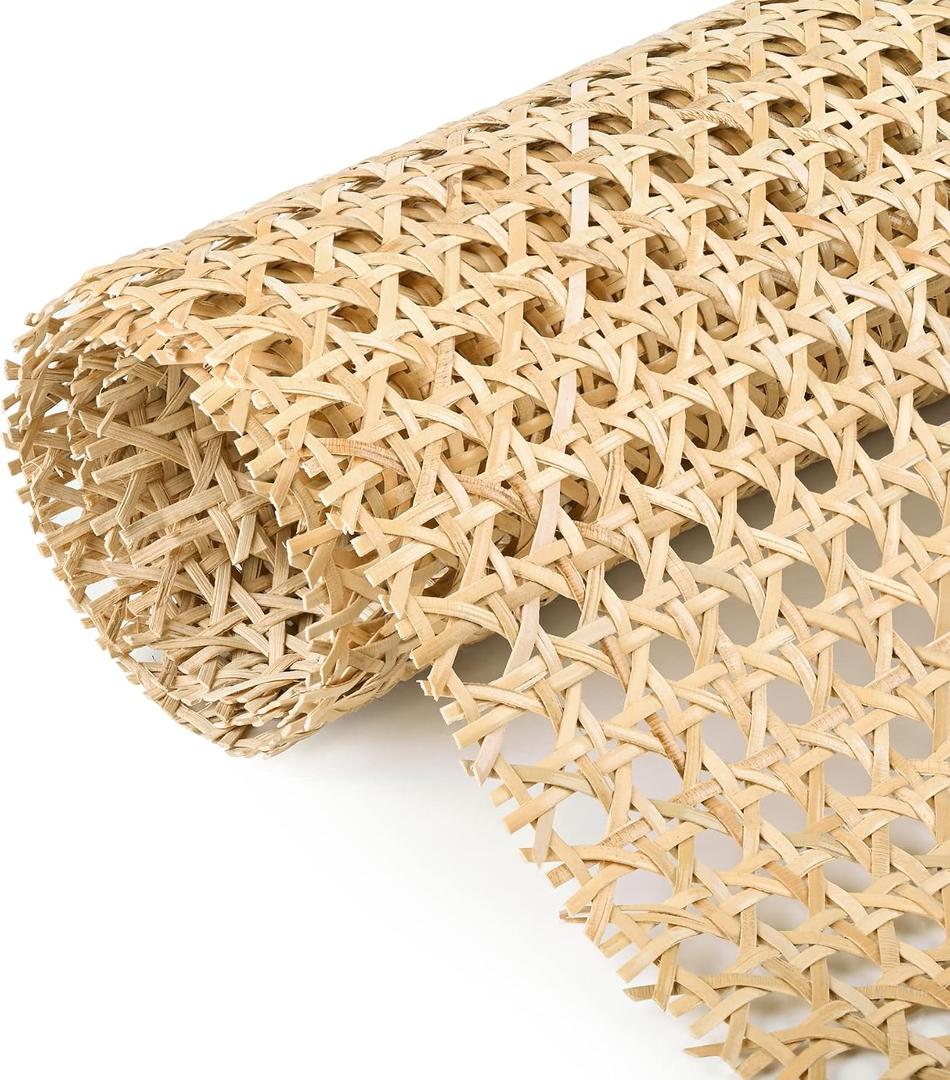 24" Width x 3.3 Feet Cane Rattan Webbing Roll for Caning Projects, Cane Webbing Sheet, Natural Pre-Woven Open Mesh Cane for Furniture Chair Cabinet Ceiling Bed Door