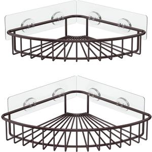 SMARTAKE 2-Pack Corner Shower Caddy, SUS304 Stainless Steel, Wall Mounted Bathroom Shelf with Adhesive, Storage Organizer for Toilet, Dorm and Kitchen (Bronze) (8.7 X 8.7 X 2.0 Inches)