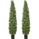Yuwinron Artificial Boxwood Topiary Tree 5FT Fake Topiary Tree Faux Potted Topiary Plant for Porch Home Garden Decor 2Pack