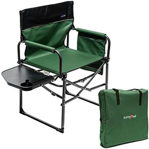 SUNNYFEEL Camping Directors Chair, Heavy Duty,Oversized Portable Folding Chair with Side Table, Pocket for Beach, Fishing,Trip,Picnic,Lawn,Concert Outdoor Foldable Camp Chairs, Two Pack