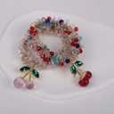 3 x 4PCS Cherry Hair Elastics for Girls-Colorful Crystal Stretch Hair Ties With Beads Ponytail Holders for Women