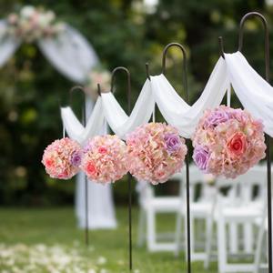 Suncalla 4 Pcs Artificial Floral Bouquet with Ribbons Hydrangea Flowers Balls 9.45in Pink Purple Hanging Kissing Flower Balls for Wedding DIY Bouquets Receptions Centerpieces Birthdays Party Backdrop