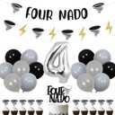 Fournado Birthday Decorations Tornado Themed 4th Birthday Party Decorations Banner Four Nado Cake Toppers Four Nado Garland Storm Theme Birthday Decoration Fournado Storm Weather Birthday Party Supply