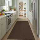 KOZYFLY Washable 4x5 Entry Woven Area Rug, Braided Throw Rugs for Entryway, Non Slip Door Mat Indoor Entrance, Flatweave Carpet for Foyer, Bedroom, Dining, Office, Brown/Dark Brown