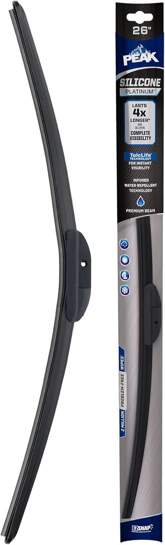 PEAK Silicone Platinum 26" Front Windshield Wiper Blade, Replacement Windshield Wiper Blade with Universal Connector, Pack of 1