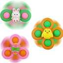 Anditoy 3 Pack Easter Suction Cup Spinner Toys Sensory Bath Toys for Toddlers Kids Easter Basket Stuffers Gifts Fillers Party Favors