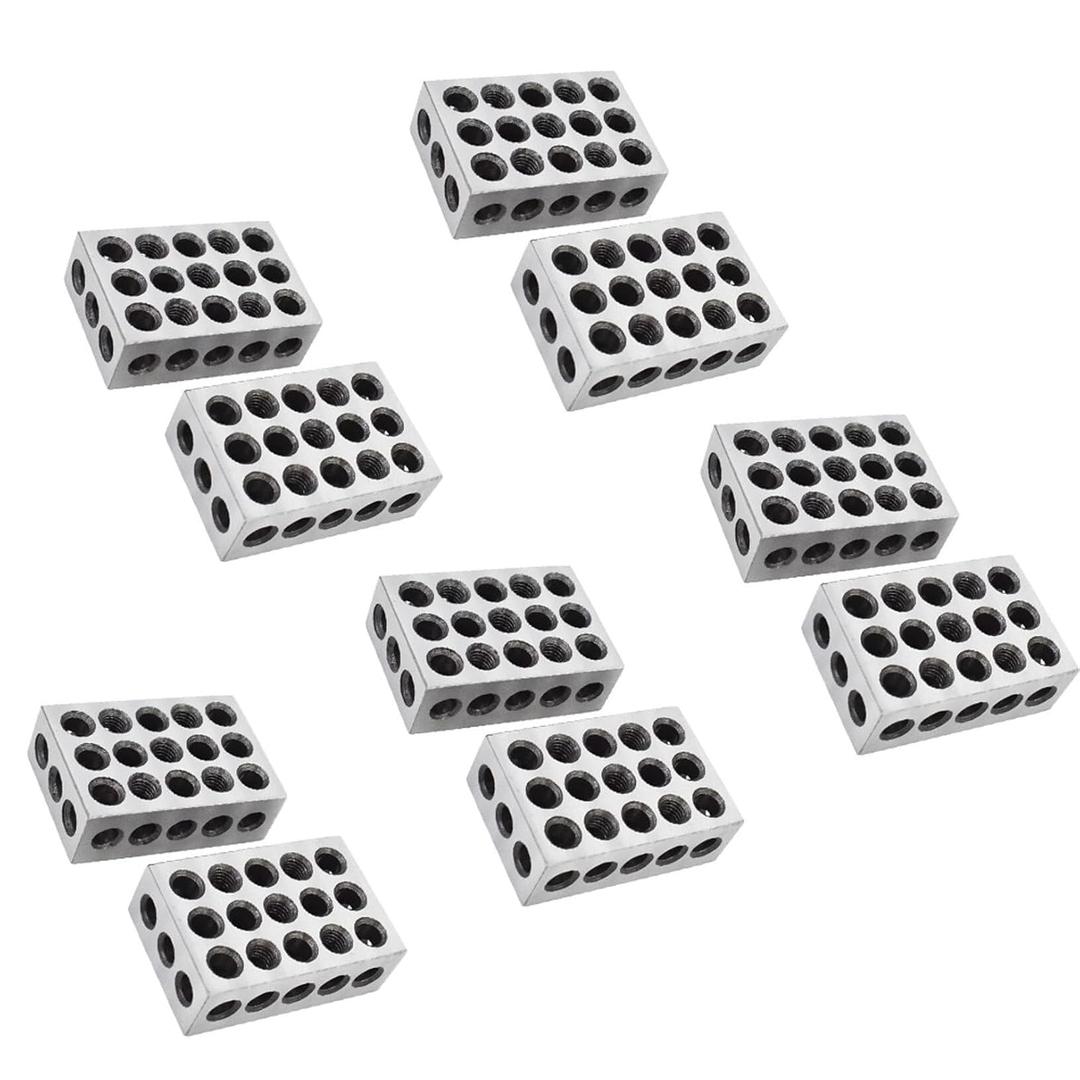 5 Pair of 1-2-3 Blocks Matched Pair with 23 Holes Precision Machinist Milling 0.0002In for Milling Machine Jig