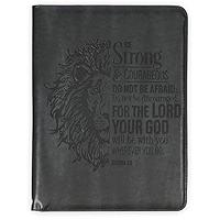 Christian Art Gifts Premium Vegan Leather Zippered Inspirational Scripture Portfolio for Men: Man of God Encouraging Bible Verse Padfolio Notepad Folder, Pen/Highlighter Combo, Card Slots