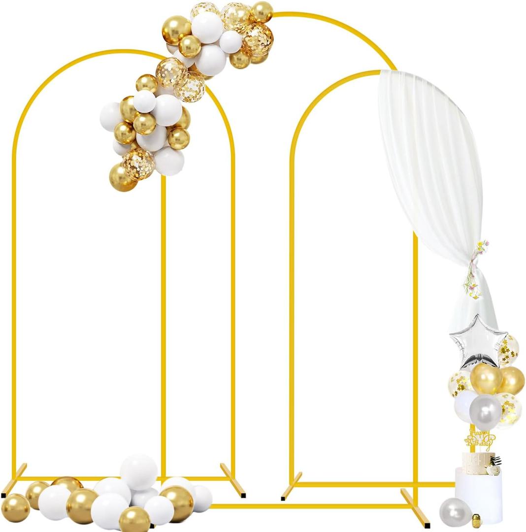 FUHSY Wedding Arch Stand Set of 3 Metal Arch Backdrop Stand 7.2FT, 6.6FT, 6FT Gold Backdrop Arch Stand Balloon Arch Stands Chiara Party Backdrop Arched Frame for Wedding Ceremony Arbor Birthday Decor