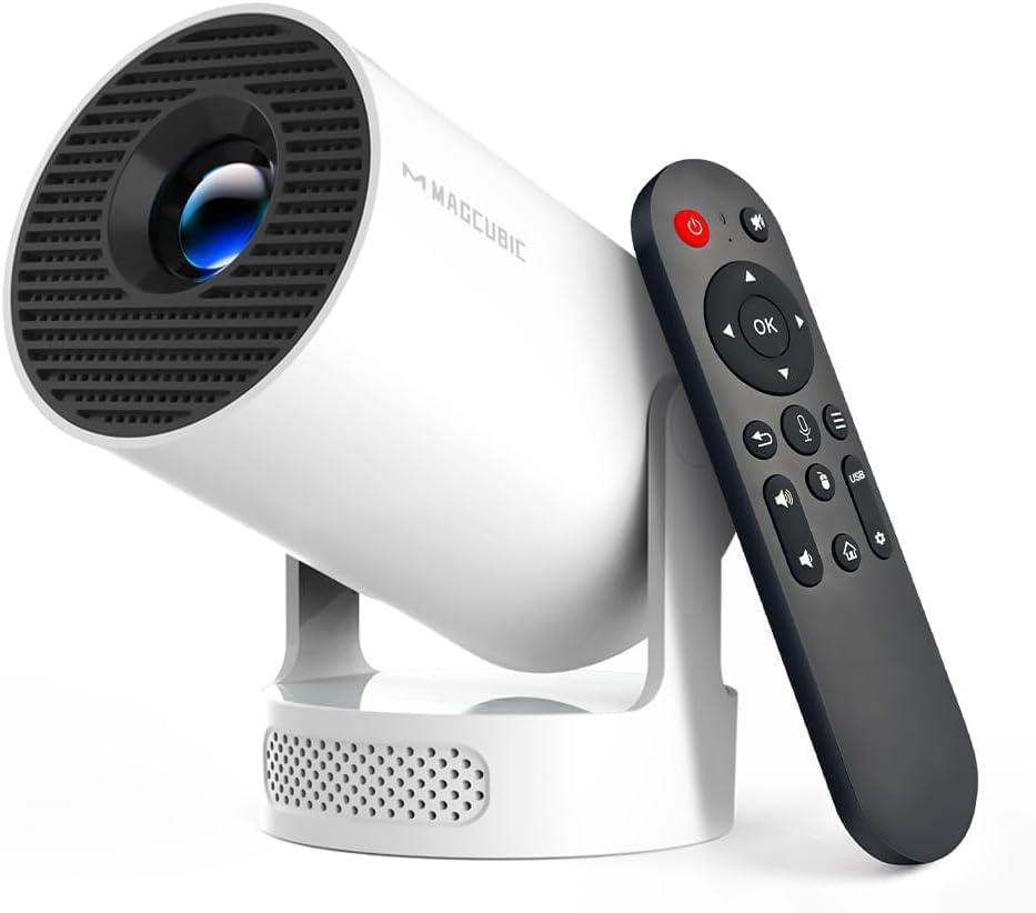 Magcubic Mini Projector with WiFi 6 and Bluetooth 5.4, Portable Projector 4K Support, 5W Soundbase Speaker, Auto Vertical Keystone 180Rotatable Smart Proyector for Movie Home Outdoor