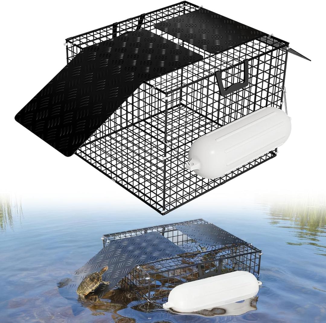 Floating Turtle Trap for Outdoor Water Solutions, Humane Snapping Trap, Bait-Free & Reusable Turtle Traps for Pond Owners | Bait-Free & Reusable Turtle Traps for Pond Owners