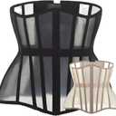 Mesh Corset Waist Trainer for Women - Underbust Corset Lace Up - Waist Cincher Shapewear - Body Shaper (Black, L)