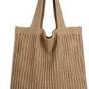 KPX Crochet Tote, Beach Mesh Knitted Shoulder Bag - Large Aesthetic Hobo Bag for Women - Summer