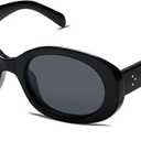Allarallvr Retro Oval Polarized Sunglasses for Women and Men Vintage Designer Style Gafas De Sol Para Mujer AR82023 (Black/Black)