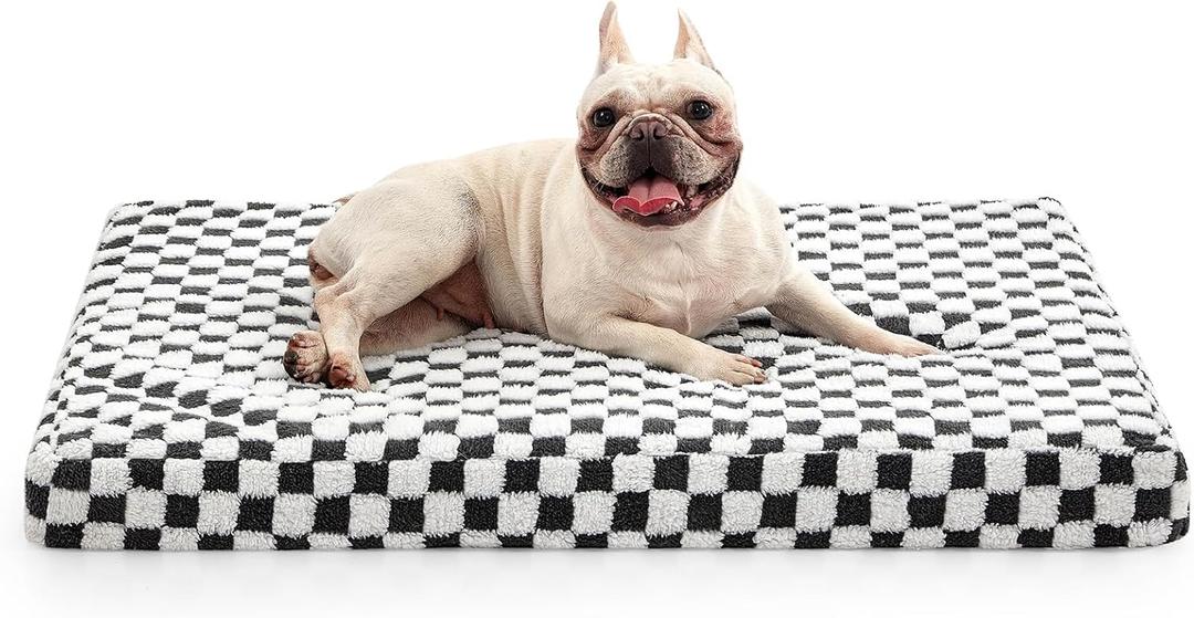 JOEJOY Dog Bed for Medium Dogs, Large Orthopedic Dog Bed with Removable Washable Cover, Cute Modern Plush & Memory Egg Crate Foam Dog Bed, 30 x 20 inch, Grey