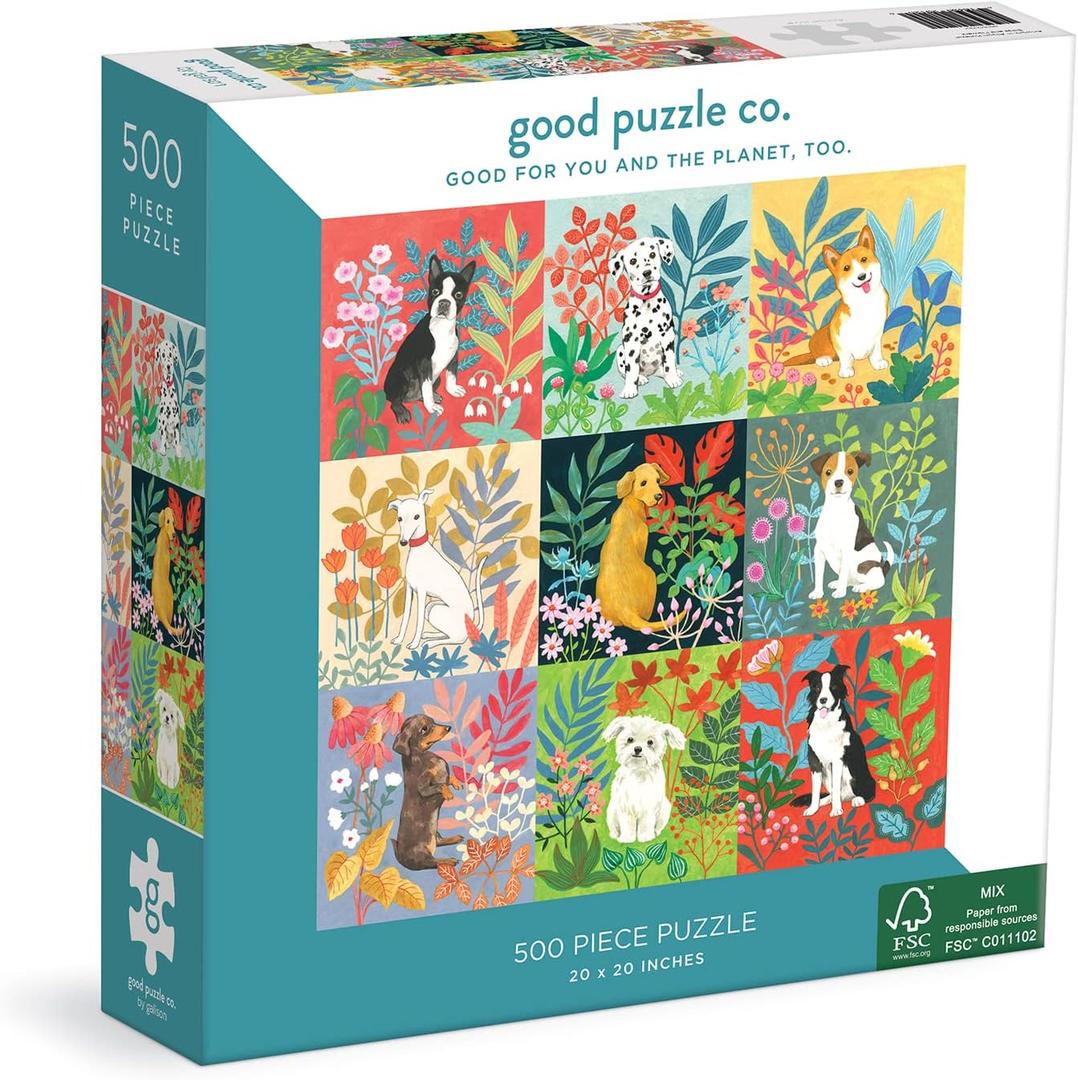 Good Puzzle Co, Dogs and Flowers 500 Piece Puzzle
