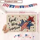Baccessor Gold Bless America Flag Star Patriotic 4th of July Doormat Independence Memorial Day Home Decor Low-Profile Door Mat Floor Mat for Indoor Outdoor 17x29 Inch