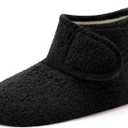 L-RUN Womens Mens House Slippers Non-Slip Warm Booties Slippers for Indoor and Outdoor Lighweight House Shoes Washable (Black)