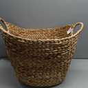 Deco 79 Seagrass Handmade Decorative and Functional Storage Basket Large Woven Basket Organizer with Ring Handles, Basket for Storage 20" x 18" x 19", Brown