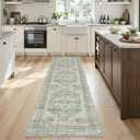 Runner Rug 2'x6' Washable Vintage Area Rugs for Hallway Non Slip Laundry Rug Runner Boho Floor Carpet Runners for Entryway Laundry Room Kitchen Bathroom (2'x6',Green)