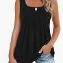 Zeagoo Women's Summer Tank Tops 2026 Pleated Square Neck Loose Fit Casual Flowy Tunic Sleeveless Shirts Large