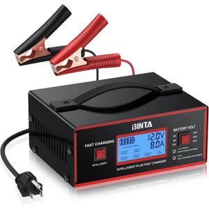 BINTA Battery Charger 6/8/12/14/16/24V Lead Acid Fully Automatic Battery Maintainer, Smart Car Trickle Charger 0-10A Automotive with Cable Clamps for Truck SUV Motorcycle Lawn Mower Marine Batteries