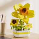 Carnation Potted Plant Building Blocks Set - DIY Bonsai Flower Toy for Home Decor, Creative Desktop Botanical Construction Kit for Kids and Adults