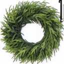 FINECASA Green Christmas Wreath for Front Door - Natural Realistic, Full & Soft Norfolk Wreath, Indoor/Outdoor Holiday Decor, Seasonal Porch Window Sign