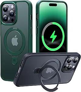 CASEKOO Designed for 14 Pro Case with Magnetic Invisible Stand [Military Drop Protection] [Compatible with MagSafe] Shockproof Slim Translucent Matte Pro Case 6.1 Inch, Green