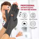 Zexhoor 2 Pairs Arthritis Compression Gloves for Women Men, Carpal Tunnel Pain Relief, Fingerless for Typing Both Hands