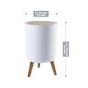 Nordic Style Trash Can (1-Pack) - Push Top Trash Can with Lid - 14.3" x 8.7" White Top Spring Waste Basket - Modern Garbage Can - Round Trash Bin w/ Legs - Kitchen/Bathroom Trash Can I 1.8 Gallon - 7L