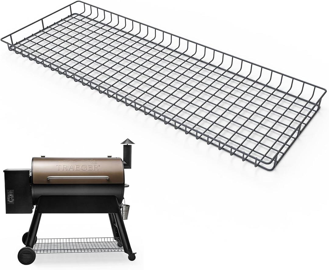 Pellet Grill Storage Shelf for Traeger Pro Series 34 Pellet Grill, Durable Power Coated Metal Bottom Shelf for Traeger Pellet Grill Accessories to Added Storage Space