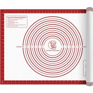 Non Stick Pastry Mat for Rolling Dough Fondant Pie Crust, Macaron Silicone Baking Mat for Mat Extra Large Silicone Mats for Baking Cookie Cakes Pizza Candy Bread (32"L x 24"W, Red)