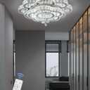 Flashing God W24'' Modern Bedroom Crystal Chandeliers Living Room Ceiling Lighting Chandeliers Dining Room Pendant Light Bedroom Lamp Dimmable LED 2700k 4500k 6000k