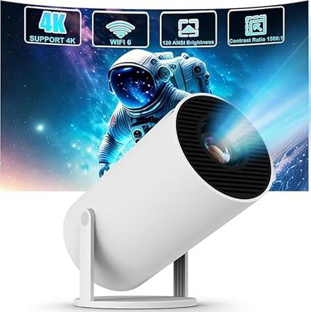 [Built-in App] Gaimoo Mini Projector 2024 Upgraded 1080P Native 4K Support Portable Projector Dual Control WiFi 6 BT5.2 180° Keystone HDMI/TV Stick/USB/PS5/Laptop with HDMI Cable & Mouse