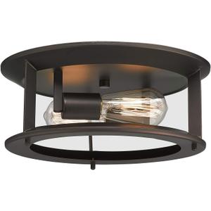Emliviar Industrial Ceiling Light, Vintage 2-Light Flush Mount Ceiling Light Fixture, Oil Rubbed Bronze Finish, YE19108-F2 ORB (Without Glass)