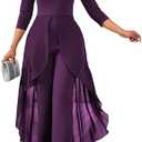 Bttup Jumpsuits for Women Dressy Hight Waist One Piece Casual Straight Long Pants Wide Leg Pants Elegant Jumpsuit Romper L