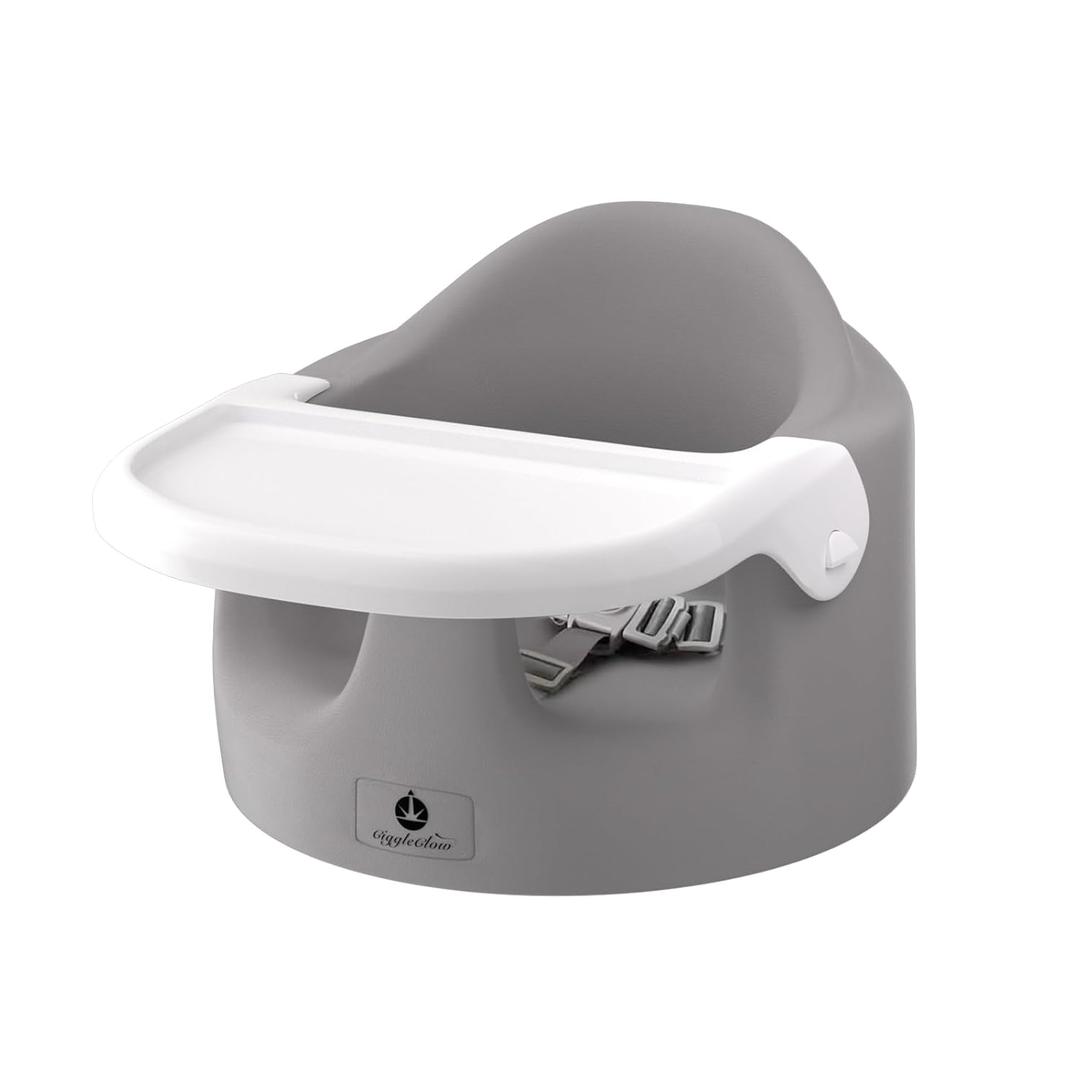 Baby Floor Seat with Removable Tray  Portable Feeding & Activity Booster Seat for Infants, Ideal for Sitting, Mealtime Support, and Playtime, Gray