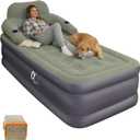 A-ER-FA Twin Air Mattress Built in Pump 20" Raised Comfort Inflatable Mattress with Headboard & Cup Holders, Fast & Easy Inflation Air Bed Twin XL Blow Up Mattress for Home, Guest, Camping, Outdoor