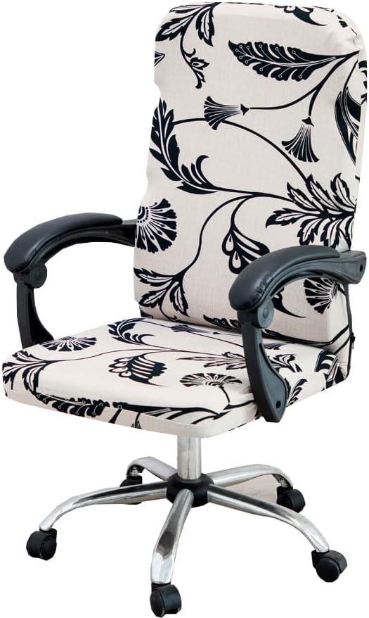 Stretch Office Chair Cover Slipcover, Soft Fit Universal Desk Rotating Chair, High Back Computer Chair, Removable Washable Anti-Dust Spandex Chair Protector Cover with Zipper (No Chair)(01, M)