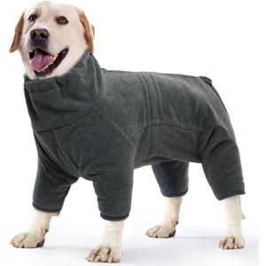 Dog Winter Coat Soft Fleece Dog Clothes for Cold Weather, Warm Dogs Pullover Pajamas Cozy Cold Weather Jacket Full Body Suit Windproof Fleece Sweater for Dogs Walking Hiking Sleeping (Gray, XXL)
