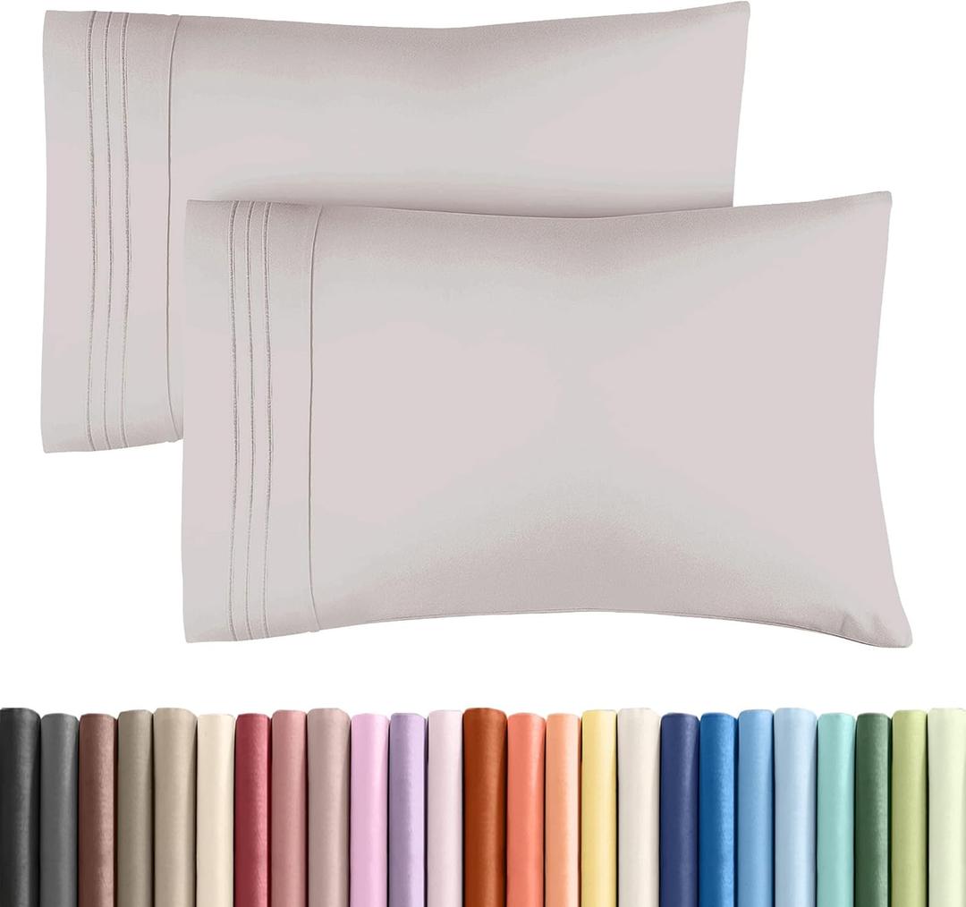 Queen Pillow Cases Set of 2 - Ultra Soft Hotel Quality Pillowcase Covers - Comfy, Cozy & Wrinkle Free - Shrink, Stain & Fade Resistant - Machine Washable Pillow Protectors - 2 Piece Set - Light Grey