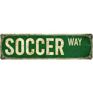 Soccer Gifts Soccer Stuff for Boys 8-12 Sports Poster Wall Decor for Boys Room Vintage Metal Tin Signs Teen Boys Birthday Christmas Wall Art for Bedroom Man Cave