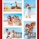 decorUhome 11x14 Picture Frames Collage Wall Decor, Display 5Pcs 4x6 Photos with Mat or 1Pcs 11x14 Unmatted, 5 4x6 Collage Picture Frames for Wall Mounting, Red