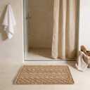 Sunfly Boho Bathroom Rug, Herringbone Waffle Bath Mat Non-Slip Washable Super Absorbent Quick Dry, Farmhouse Bath Mat for Bathroom Floor Decor 20"*30" Khaki (1'8" x 2'6" (Rectangular))