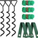3 PCS Tree Stakes and Supports, Heavy Duty Tree Stake Kit, Steel Spiral Tree Straightening Kit for Young Leaning Trees Against Strong Wind Bad Weather