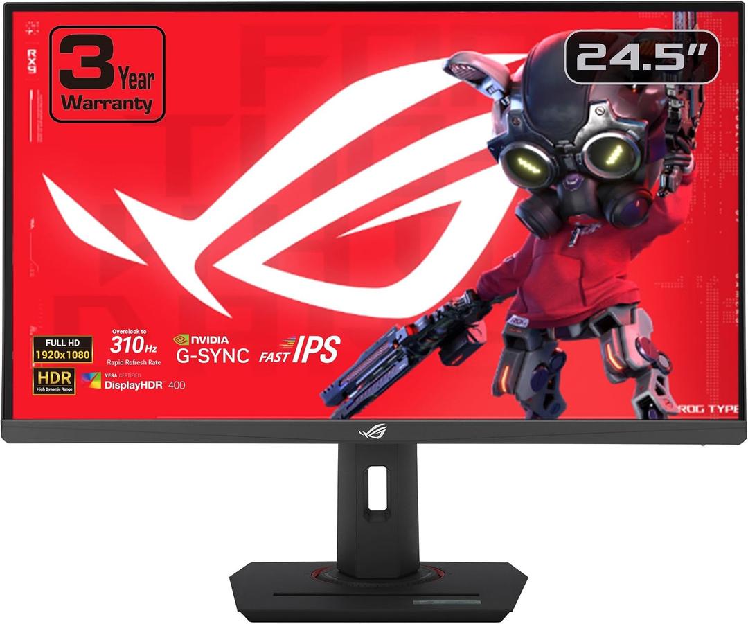 ASUS ROG Strix 24.5” USB-C HDR400 Gaming Monitor (XG259CMS)–Full HD 1080p, 310Hz, 1ms, Fast IPS, 110% SRGB, Extreme Low Motion Blur Sync, G-SYNC Compatible, DisplayWidget, Tripod Socket