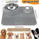 Slow Feeder Dog Bowl with Lick Mat & Interactive Rolling Ball, Stainless Steel Pet Feeding Station with Non-Slip Stable Grip Base for Wet Food, Dry Kibble (Light Gray)