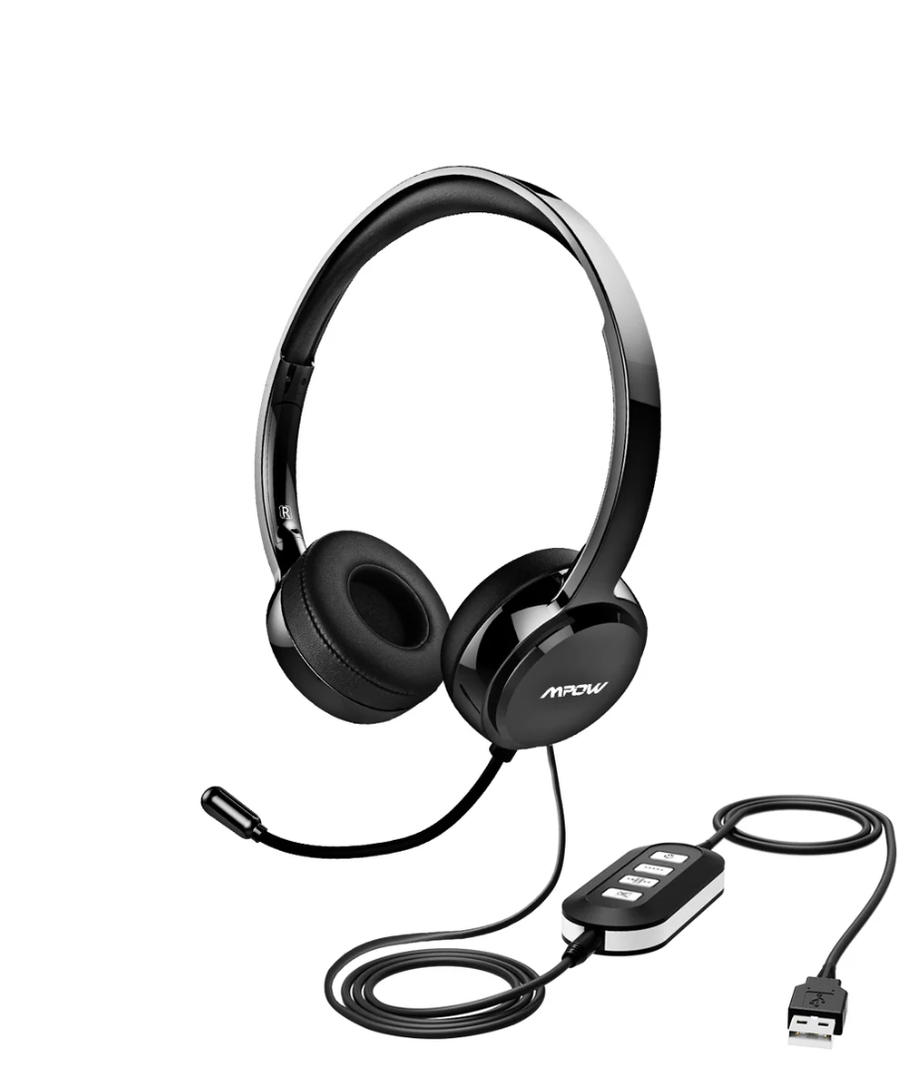 Mpow 071 USB Headset/ 3.5mm Computer Headset with Microphone Noise Cancelling, Lightweight PC Headset Wired Headphones, Business Headset for Skype, Webinar, Phone, Call Center